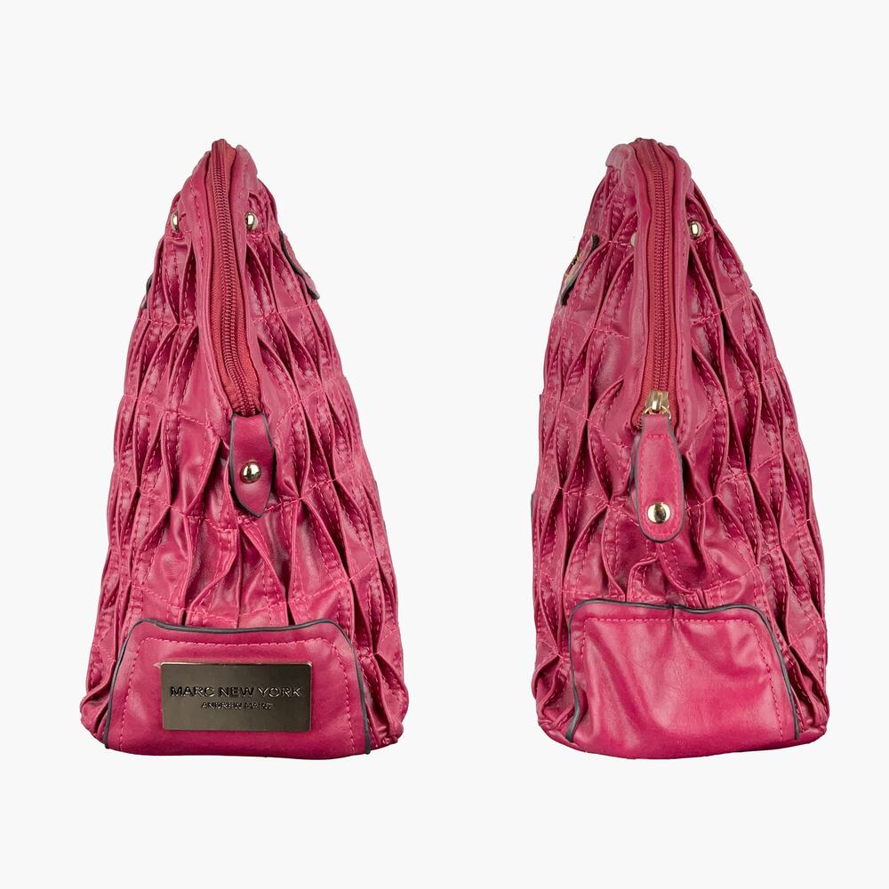 ANDREW MARC Pleated Leather Shoulder Bag (Rose Pink) - Picture 3 of 10